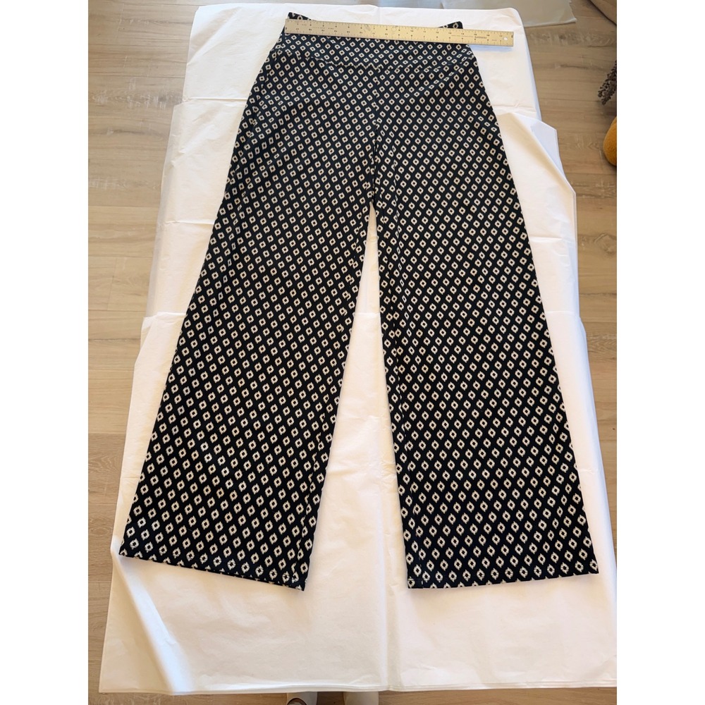 J. Jill Wearever Pants Women XS Black Ivory Ikat Geometric Wide Leg Excellent